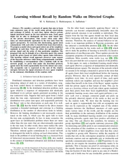 Learning without Recall by Random Walks on Directed Graphs