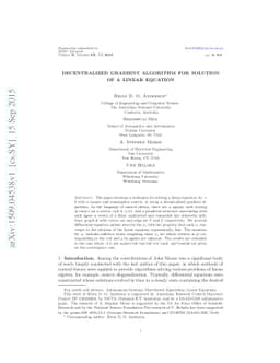 Decentralized gradient algorithm for solution of a linear equation