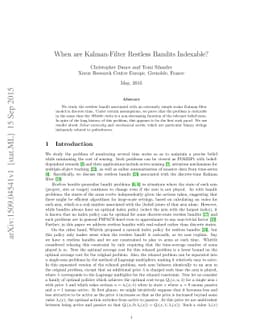 When are Kalman-filter restless bandits indexable?