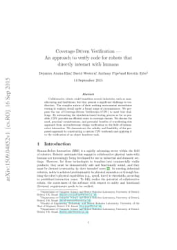 Coverage-Driven Verification - An approach to verify code for robots
  that directly interact with humans