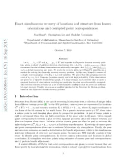 Exact simultaneous recovery of locations and structure from known
  orientations and corrupted point correspondences