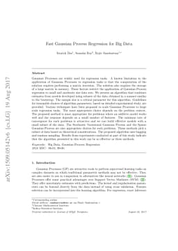 Fast Gaussian Process Regression for Big Data