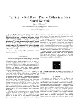 Taming the ReLU with Parallel Dither in a Deep Neural Network