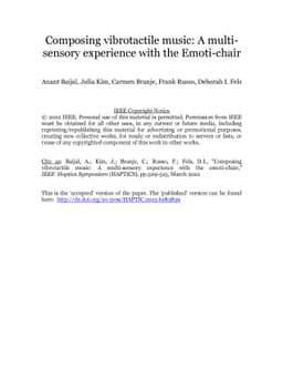 Composing vibrotactile music: A multisensory experience with the
  Emoti-chair