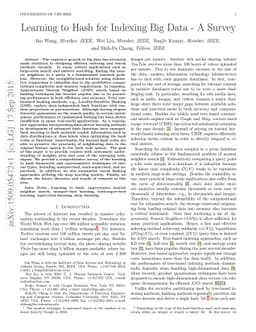 Learning to Hash for Indexing Big Data - A Survey
