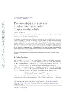 Pointwise adaptive estimation of a multivariate density under
  independence hypothesis