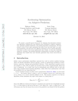 Accelerating Optimization via Adaptive Prediction