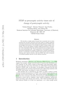 STDP as presynaptic activity times rate of change of postsynaptic
  activity