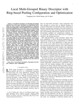 Local Multi-Grouped Binary Descriptor with Ring-based Pooling
  Configuration and Optimization