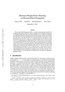 Minimum Weight Perfect Matching via Blossom Belief Propagation