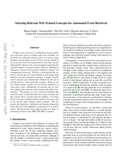 Selecting Relevant Web Trained Concepts for Automated Event Retrieval