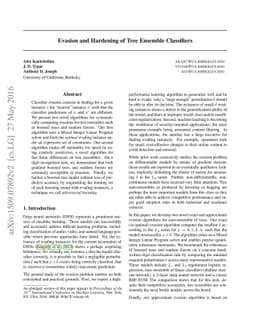 Evasion and Hardening of Tree Ensemble Classifiers