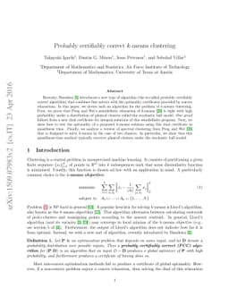 Probably certifiably correct k-means clustering