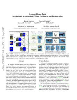 Segment-Phrase Table for Semantic Segmentation, Visual Entailment and
  Paraphrasing