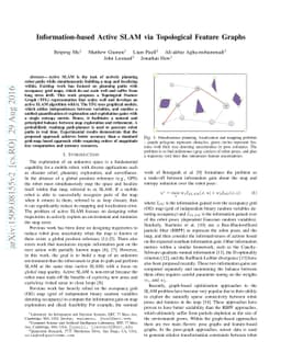Information-based Active SLAM via Topological Feature Graphs