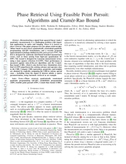 Phase Retrieval Using Feasible Point Pursuit: Algorithms and
  Cramér-Rao Bound
