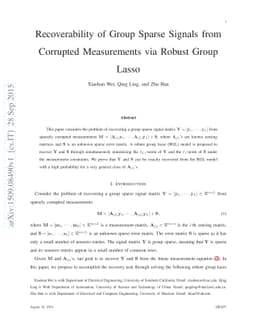 Recoverability of Group Sparse Signals from Corrupted Measurements via
  Robust Group Lasso