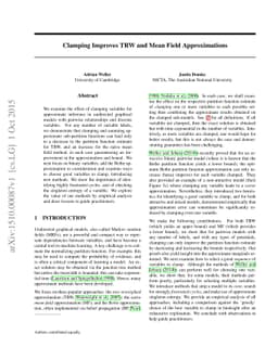Clamping Improves TRW and Mean Field Approximations