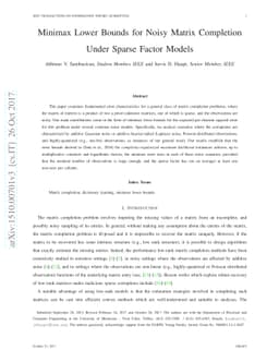 Minimax Lower Bounds for Noisy Matrix Completion Under Sparse Factor
  Models
