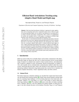 Efficient Hand Articulations Tracking using Adaptive Hand Model and
  Depth map