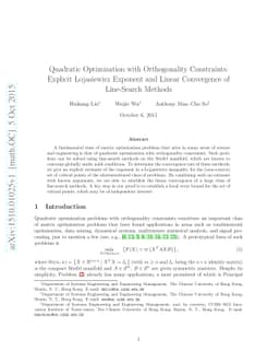 Quadratic Optimization with Orthogonality Constraints: Explicit
  Lojasiewicz Exponent and Linear Convergence of Line-Search Methods