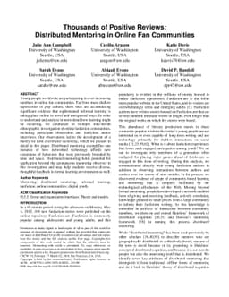 Thousands of Positive Reviews: Distributed Mentoring in Online Fan
  Communities