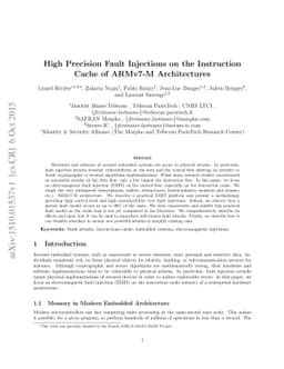 High Precision Fault Injections on the Instruction Cache of ARMv7-M
  Architectures