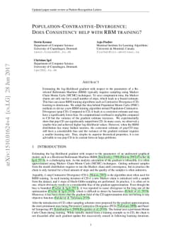 Population-Contrastive-Divergence: Does Consistency help with RBM
  training?