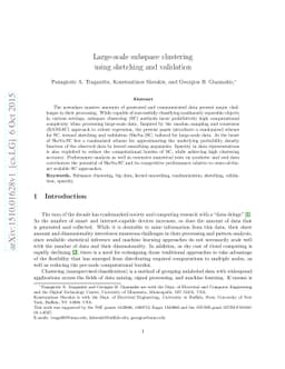 Large-scale subspace clustering using sketching and validation