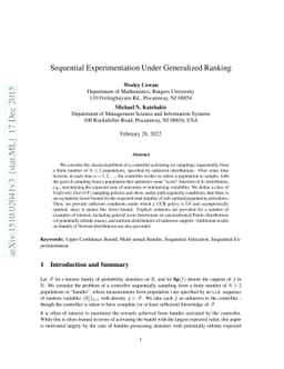 Asymptotically Optimal Sequential Experimentation Under Generalized
  Ranking