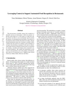 Leveraging Context to Support Automated Food Recognition in Restaurants