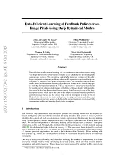 Data-Efficient Learning of Feedback Policies from Image Pixels using
  Deep Dynamical Models