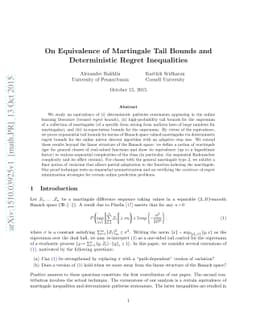 On Equivalence of Martingale Tail Bounds and Deterministic Regret
  Inequalities