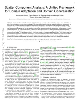 Scatter Component Analysis: A Unified Framework for Domain Adaptation
  and Domain Generalization