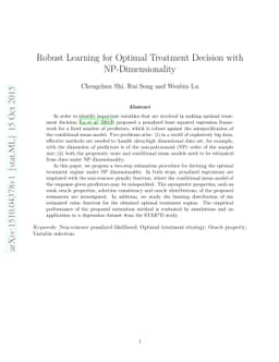 Robust Learning for Optimal Treatment Decision with NP-Dimensionality