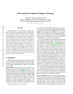 Filtrated Spectral Algebraic Subspace Clustering
