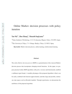 Online Markov decision processes with policy iteration