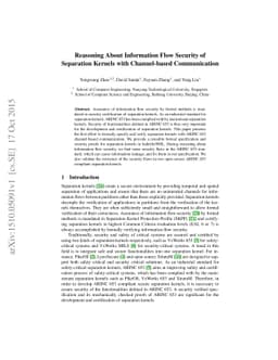 Reasoning About Information Flow Security of Separation Kernels with
  Channel-based Communication