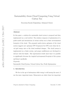 Sustainability-Aware Cloud Computing Using Virtual Carbon Tax