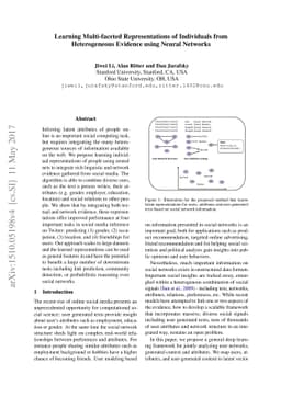 Learning multi-faceted representations of individuals from heterogeneous
  evidence using neural networks