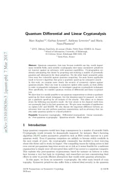 Quantum Differential and Linear Cryptanalysis