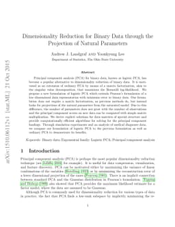 Dimensionality Reduction for Binary Data through the Projection of
  Natural Parameters