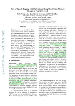 Part-of-Speech Tagging with Bidirectional Long Short-Term Memory
  Recurrent Neural Network