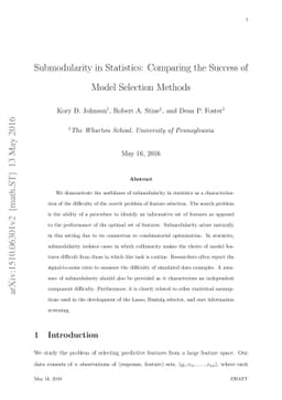 Submodularity in Statistics: Comparing the Success of Model Selection
  Methods