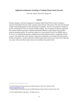 Application of Quantum Annealing to Training of Deep Neural Networks