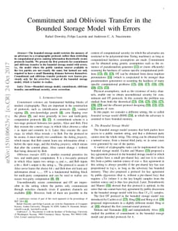 Commitment and Oblivious Transfer in the Bounded Storage Model with
  Errors