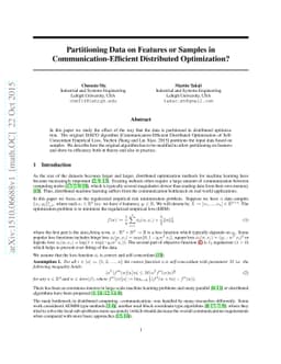 Partitioning Data on Features or Samples in Communication-Efficient
  Distributed Optimization?