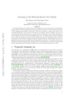 Learning in the Rational Speech Acts Model
