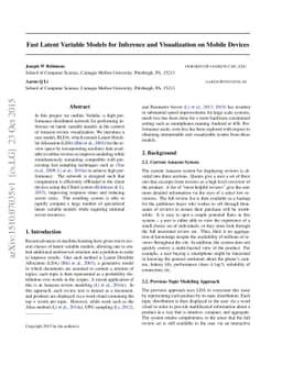 Fast Latent Variable Models for Inference and Visualization on Mobile
  Devices