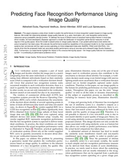 Predicting Face Recognition Performance Using Image Quality